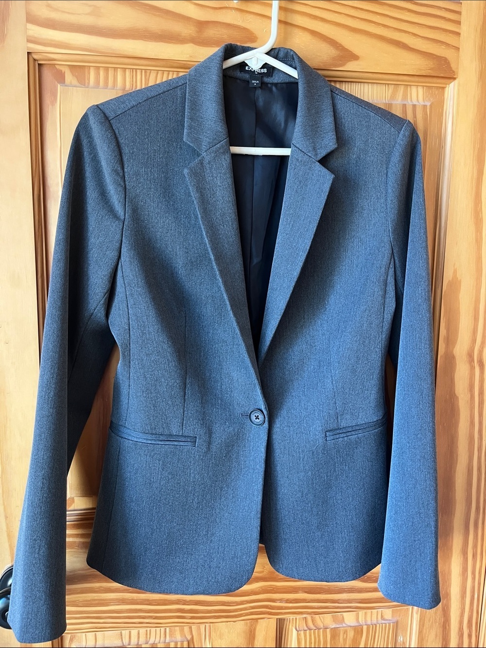 Express Women's Dark Gray Single-Button Blazer